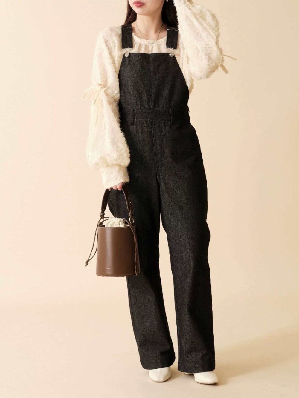 Dark Wash Denim Wide Leg Overalls High Waisted Dungarees Japanese Style